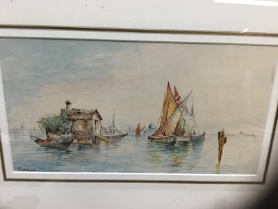 Lot 199 - E Parrini (late 19th / early 20th century) watercolour- Venetian lagoon