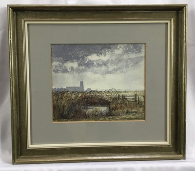 Lot 1083 - *Cavendish Morton (1911-2015) watercolour - Blythburgh Church, signed and dated '72, 17 x 20cm, glazed frame