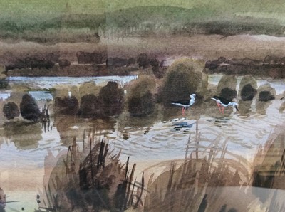 Lot 205 - Peter Partington (b.1941) watercolour - Marsh View, signed, 25cm x 35cm, in glazed frame