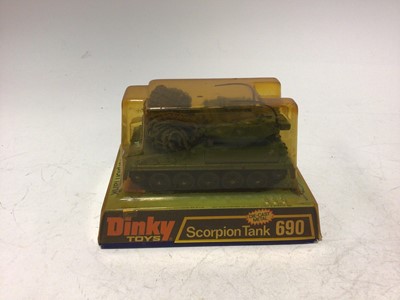 Lot 2210 - Dinky Scropian Tank No 690, 155mm Mobile Gun No 654, Chietan Tank No 633, Bren Gun Carrier No 622, all in bubble packed boxes (4)