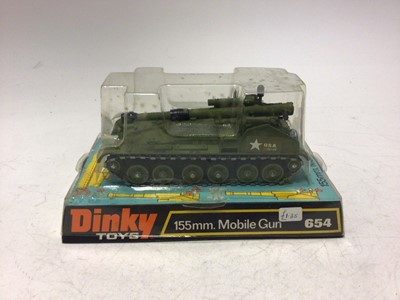 Lot 2210 - Dinky Scropian Tank No 690, 155mm Mobile Gun No 654, Chietan Tank No 633, Bren Gun Carrier No 622, all in bubble packed boxes (4)