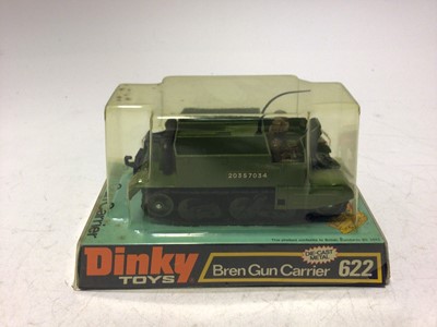 Lot 2210 - Dinky Scropian Tank No 690, 155mm Mobile Gun No 654, Chietan Tank No 633, Bren Gun Carrier No 622, all in bubble packed boxes (4)