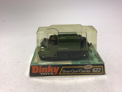 Lot 2210 - Dinky Scropian Tank No 690, 155mm Mobile Gun No 654, Chietan Tank No 633, Bren Gun Carrier No 622, all in bubble packed boxes (4)