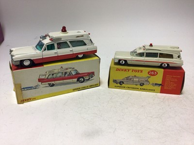 Lot 2217 - Dinky Superior Cadillac Ambulance No 267, Superior Criteria Ambulance No 263, both boxed (2)