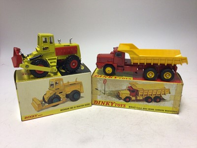 Lot 2224 - Dinky Michigan 180-111 Tractor Dozer No 976, French Issue Berliet GBO avec Benne Carrire Basculate No 572, both boxed (2)