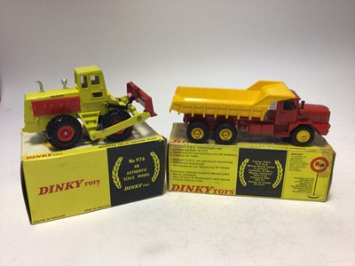 Lot 2224 - Dinky Michigan 180-111 Tractor Dozer No 976, French Issue Berliet GBO avec Benne Carrire Basculate No 572, both boxed (2)