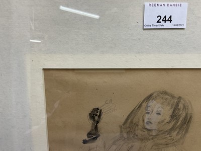 Lot 244 - Oliver Messell (1904-1978) pencil and watercolour costume design, indistinctly titled, signed, 36cm x 22cm, in glazed frame