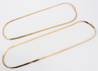 Lot 578 - Two 14ct gold flat curb link chains