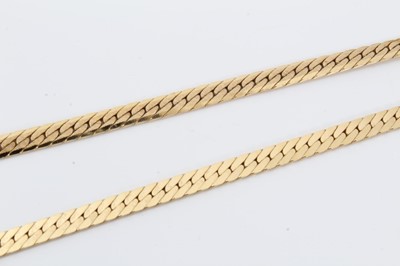 Lot 578 - Two 14ct gold flat curb link chains