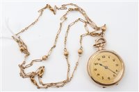 Lot 1558 - Ladies' gold plated open faced fob Watches...