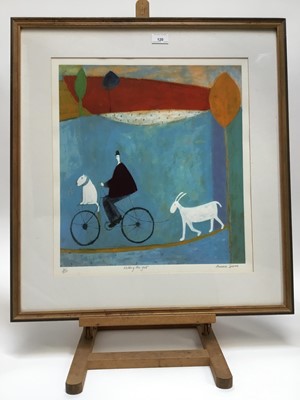 Lot 120 - Annara Spence (b. 1963) lithograph, Walking the goat, signed and numbered 6/250, 45 x 42cm, glazed frame