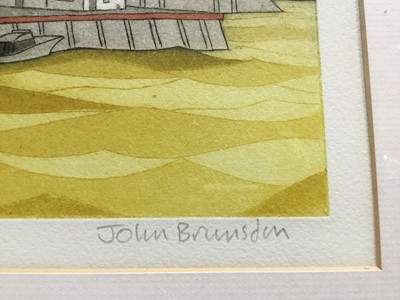 Lot 126 - John Brunsdon (1933-2014) colour aquatint - Barmouth, signed and titled, 16/150, plate 28 x 30cm, glazed frame