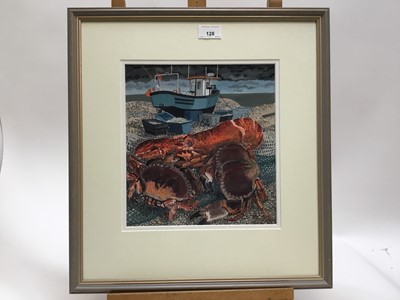 Lot 128 - Dione Page (b. 1936) watercolour, By the sea, 28 x 26cm, glazed frame