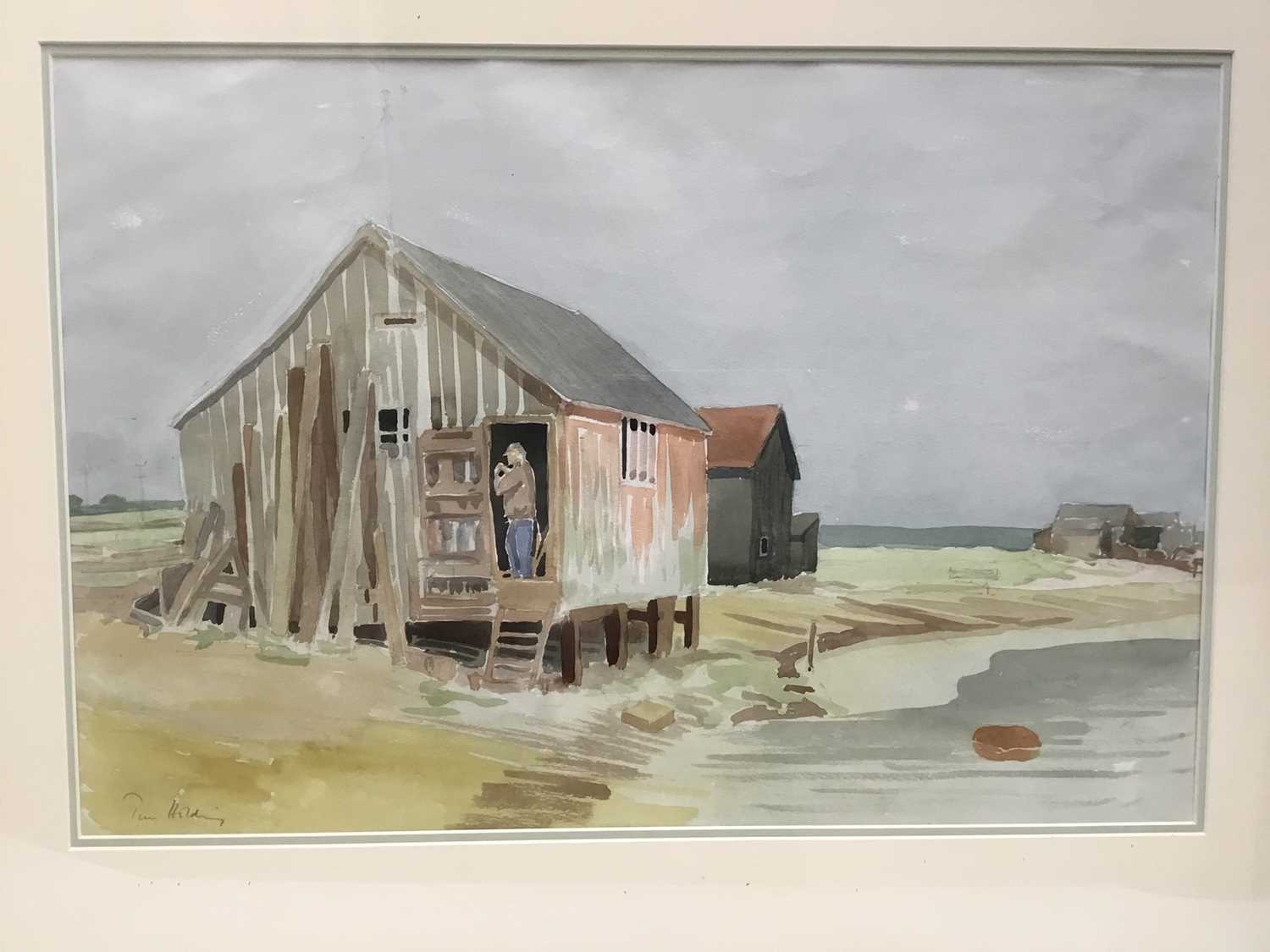 Lot 136 - Tim Holding (b. 1940) watercolour, Fisherman's Hut, Walberswick, signed 39 x 53cm, glazed frame