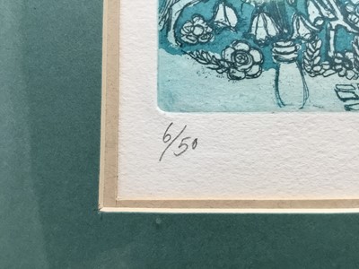 Lot 144 - Penny Berry Paterson (1941-2021) colour etching 'Paris Melange', signed titled, numbered 6/50, 21 x 33cm, glazed frame