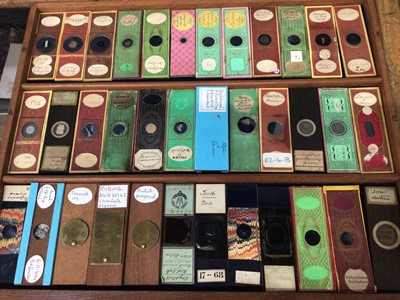 Lot 2404 - Fine Victorian slide cabinet and contents including slides by Ernie Ives