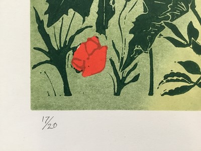 Lot 149 - Penny Berry Paterson (1941-2021) colour woodcut print, Barnack Mill, signed titled and numbered 17/20, image 28 x 66cm