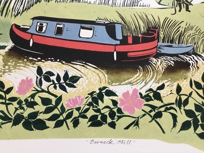 Lot 37 - Penny Berry Paterson (1941-2021) colour woodcut print, Barnack Mill, signed titled and numbered 17/20, image 28 x 66cm