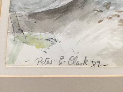 Lot 160 - Peter E Clarke (Contemporary) watercolour, Kersey water splash, signed,  33 x 54cm, glazed frame