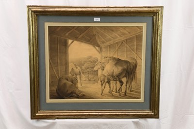 Lot 1319 - Attributed to Benjamin West Horses in a Stable