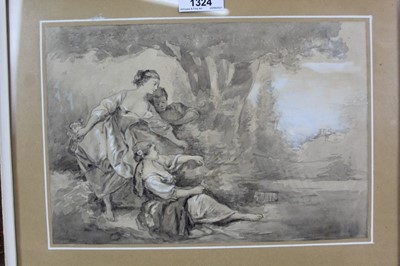 Lot 1324 - Manner of Francois Boucher (1703-1770) wash drawing of classical figures