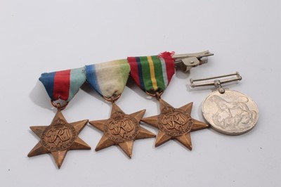 Lot 701 - Second World War medal group comprising 1939 - 1945 Star, Atlantic Star, Pacific Star and War medal (mounted on bar)