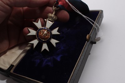 Lot 702 - The Most Distinguished Order of Saint Michael and Saint George Companions neck badge (CMG) in original Garrard & Co fitted case, probably formerly belonging to Lieutenant Colonel Alec Walter Saumar...