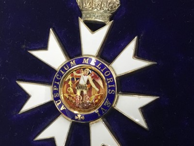 Lot 702 - The Most Distinguished Order of Saint Michael and Saint George Companions neck badge (CMG) in original Garrard & Co fitted case, probably formerly belonging to Lieutenant Colonel Alec Walter Saumar...