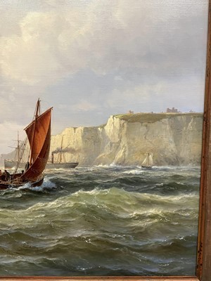 Lot 1313 - Vilhelm Melbye (1824-1882) large oil on canvas - shipping off the coast, signed, framed