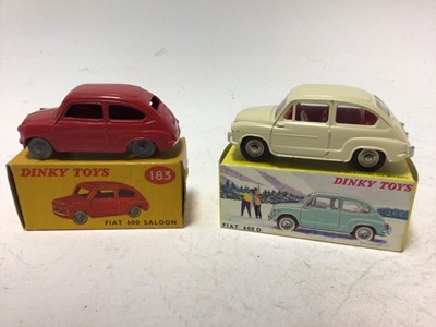 Lot 2243 - Dinky Fiat 600 Saloon No 183, French Issue Fiat 600D No 520, both boxed (2)