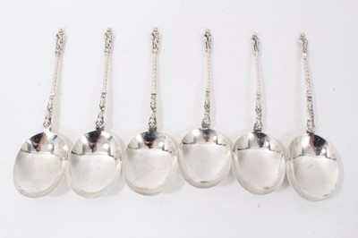 Lot 235 - Composite set of six silver apostle spoons, with large oval bowls
