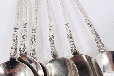 Lot 235 - Composite set of six silver apostle spoons, with large oval bowls