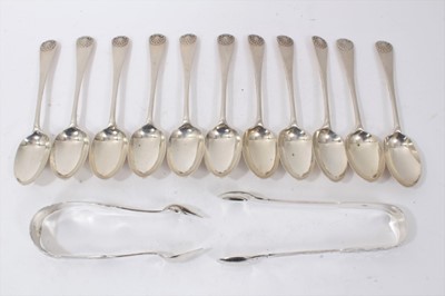 Lot 236 - 11 Victorian silver Old English Shell pattern teaspoons (London 1893) and two pairs sugar tongs