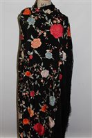 Lot 1456 - Chinese vintage black silk piano shawl, Canton...