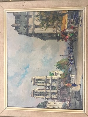 Lot 36 - Julien Brosius (1917-2004) - oil on canvas in gilt frame - Notre Dame, Paris. Image size 18cm x 23.5cm, overall size including frame 33cm x 37cm