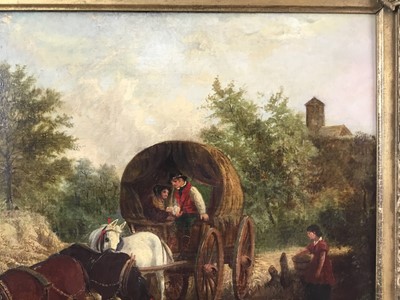 Lot 1227 - Thomas Smythe - oil on canvas - horse drawn wagon crossing stream