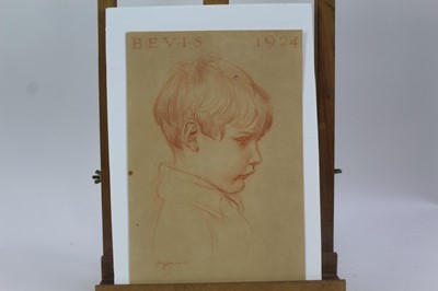 Lot 1862 - Henry Matthew Brock, RI, (1875-1960) pastel on tinted paper - portrait of a young boy, Bevis 1924, signed and inscribed, unframed, 32cm x 21cm 
Provenance: Chris Beetles Ltd. London