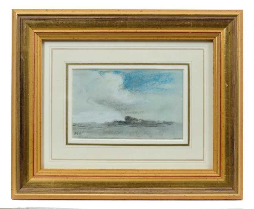 Lot 1742 - Hercules Brabazon Brabazon (1821-1906) pencil and pastel on tinted paper – Clouds over a Landscape, initialled, in glazed gilt frame, 8cm x 13cm 
Provenance: Chris Beetles Ltd. London