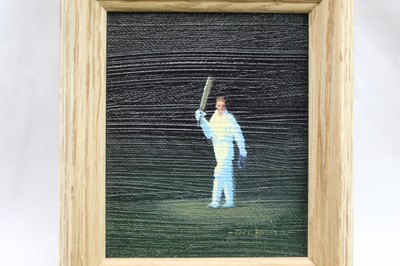 Lot 1750 - *Jack Russell (b.1963) oil on canvas - ‘Well Played’, signed, inscribed and dated 2018 verso, framed, 9cm x 8cm 
Provenance: Chris Beetles Ltd. London