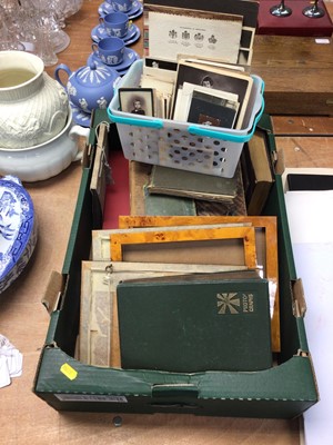 Lot 432 - Box of mixed ephemera, including postcards, CDVs, photograph albums, indentures, etc