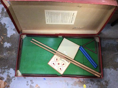 Lot 436 - Box of teddy bears and dolls, a boxed Hartley bear, a boxed Joey the Clown nursery tea set, and a snooker game