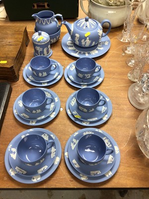 Lot 408 - Wedgwood Jasperware teapot, and part tea set