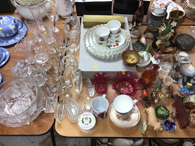 Lot 409 - Group of assorted china and glassware to include Cranberry glass, Royal Worcester Evesham and other china and glass