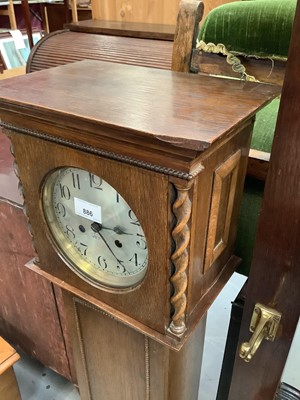 Lot 886 - Grandmother clock in oak case with chiming movement