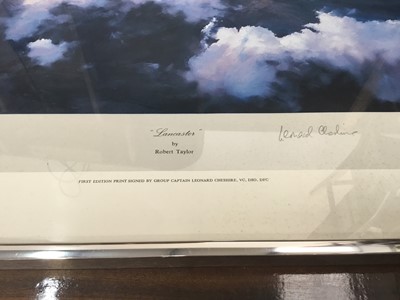 Lot 504 - Two Air Force prints, including Lancaster by Robert Taylor, first edition print signed by Leonard Cheshire, and Salute to the Many, 734/1000, signed in pencil by Mandy Shepherd