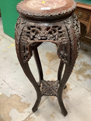 Lot 923 - Old Chinese rosewood and marble plant stand
