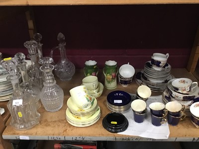 Lot 523 - Cut glass decanters and china