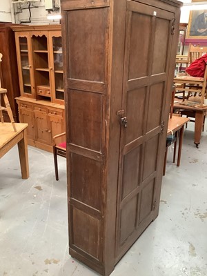 Lot 896 - Antique oak hall cupboard/wardrobe, all four sides panelled