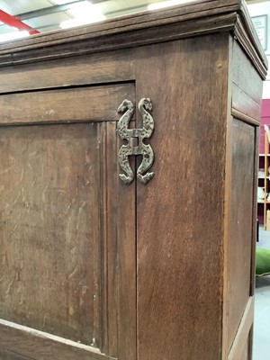 Lot 896 - Antique oak hall cupboard/wardrobe, all four sides panelled