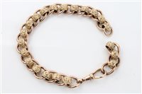 Lot 1578 - Gold (9ct) two-tone chain bracelet with yellow...